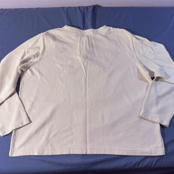 Baxter Wells Petite Ivory Floral Embroidered Henley Top Size L - Picture 8 of 8